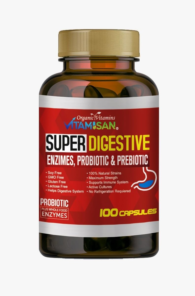 VITAMISAN Försäljning Biliares Digestive Enzymes Pancreatin Enzimas Digestivas probiotiska och prebiotiska 100 caps