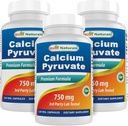Kalcium Pyruvat 750 mg 120 kapslar av bästa naturen (Pack of 3)