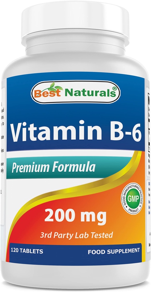 Bästa naturvitamin b6 200mg för vuxna, 120 tabletter (120 greve av 1)