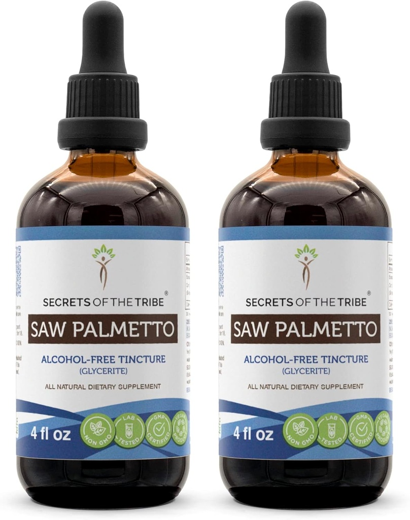 Saw Palmetto Tincture Alcohol-Free Liquid Extract, Saw Palmetto (Serenoa Repens) Torkade Berry (2x4 FL OZ)
