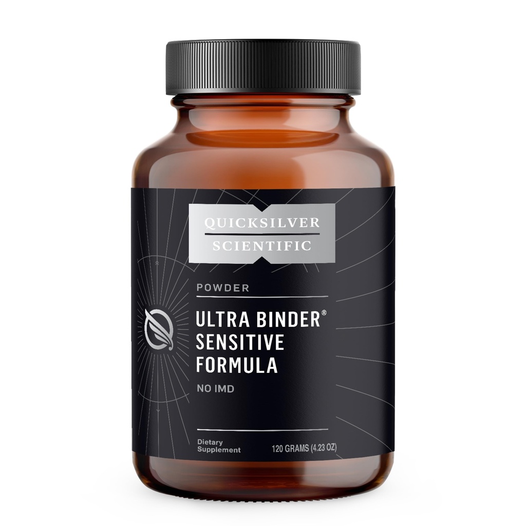 Quicksilver Scientific Ultra Binder Sensitive Formel - Gut Health Supplement med aktivt kol, Bentonite Clay - Rengöringsstödspulver (120g)