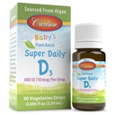 Carlson - Baby's Plant-Based Super Daily D3, Baby Vegetarian Liquid Vitamin D Drops, 400 IE (10 mcg) per Drop, Källa från Alger, för spädbarn och småbarn, Unflavored, 90 droppar (2,54 ml)