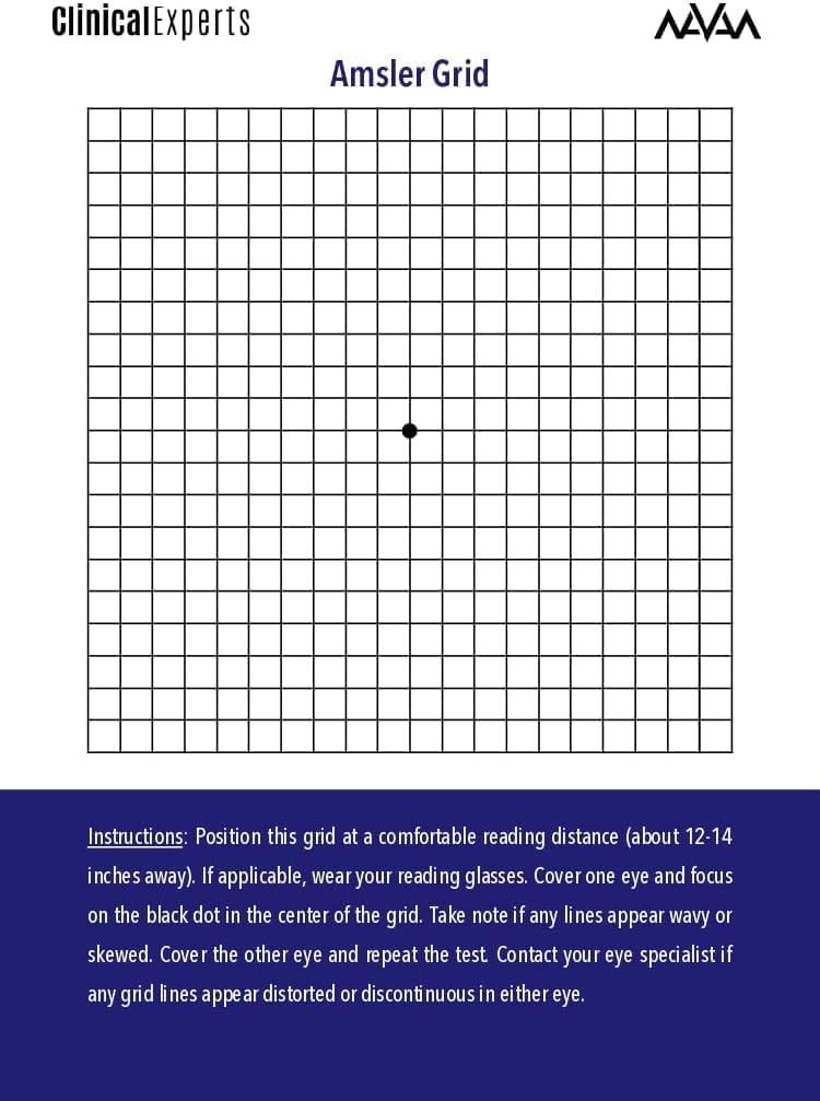 Amsler Eye Grid med Magnetic Back - Daglig Vision Screening Tool för Macular Degeneration & Glaucoma Patienter av kliniska experter (2 Pack)