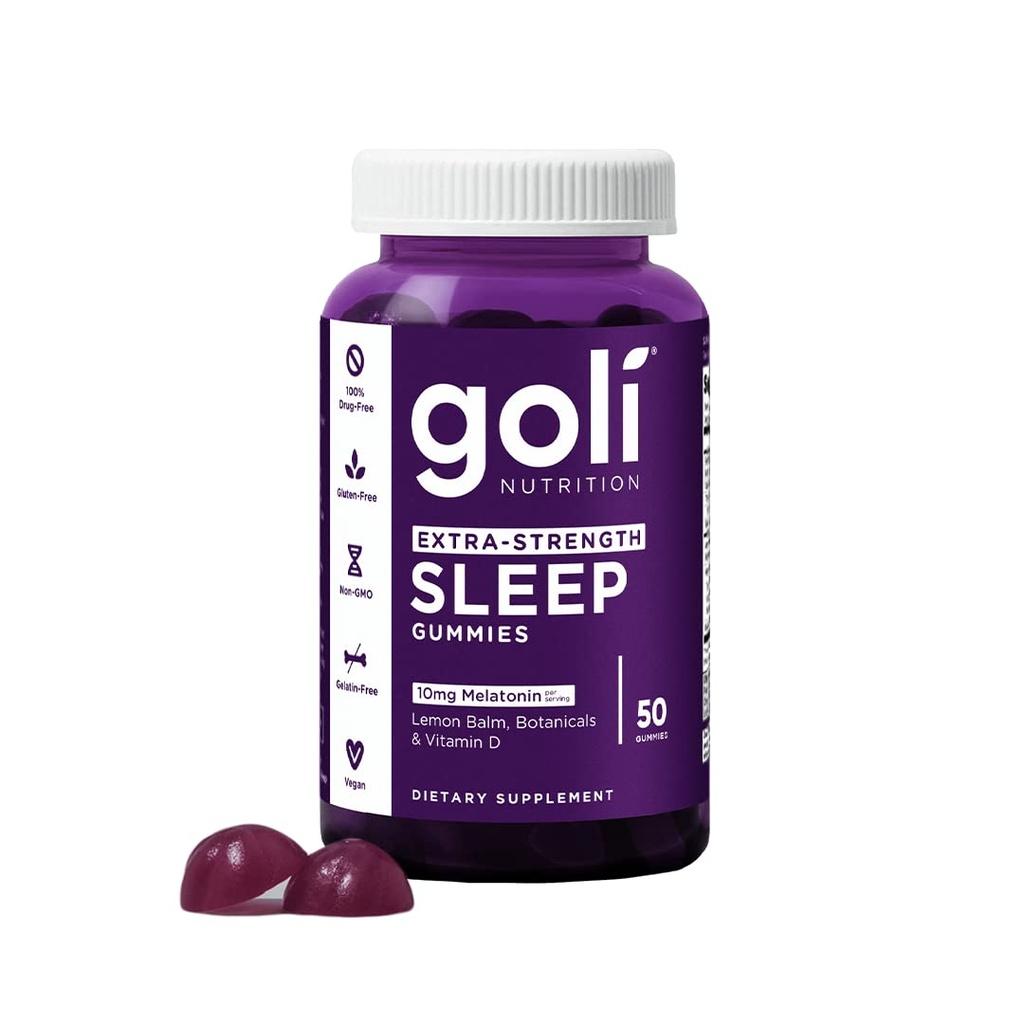 Goli Nutritional Supplement, Extra Strength Sleep Gummy 10mg Melatonin - 1 Pack 50 Count - Glutenfri, Vegan, Non-GMO och Gelatin-Free