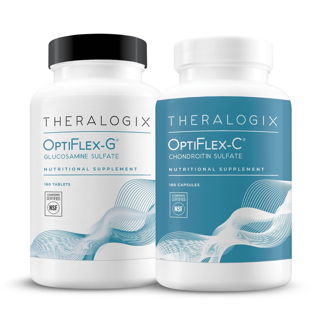 Theralogix OptiFlex Complete - 90-dagars leverans - Glukosamin & Chondroitin Supplement - Support Hälsosam funktion - Gemensamma kosttillskott för kvinnor och män - NSF Certified - 180 Caps & 180 flikar