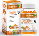 RENEW ACTIVES Vegan Turmeric 130MG per 2 Gummies med svartpeppar för förbättrad absorption - Antioxidant Support & Immune Health - Stor smak, lätt att svälja tillägg, tillverkad i Kanada - 60 Gummies