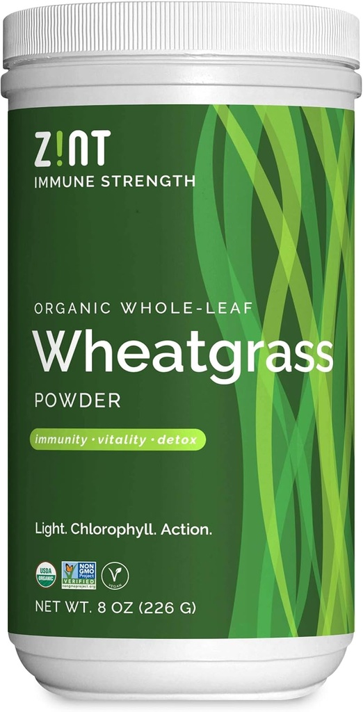 Zint Wheatgrass Powder, Organic (8 oz): Kraftfull Immune Support Supplement, Hel Leaf Antioxidant Chlorophyll Source för Detox, Immunity Booster