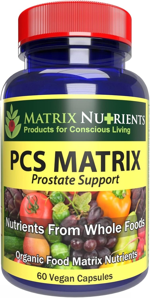 PCS Matrix - Lägre PSA-nivåer för hälsosam prostata - 100% naturliga ingredienser: Saw Palmetto, Rabdosia, Scute, Plantago Focium, Chrysantaomum, Ganoderma, Lotus Seed - Vegan Capsules (60ct)