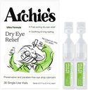 Archie's Remedies, Dry Eye Relief, Ultra Lubricating Eye Drops, Clean Formula och Preservative-Free Vials, Single-Use, för irritation och röda ögon, naturliga tårar, 30 Count