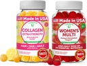 Lunakai Collagen och Women's Multivitamin Gummies Bundle - Icke-GMO Anti Aging Supplements med Biotin, Zink, Vitamin C och E - 100% Dagligt Värde på 16 Vitaminer och Mineraler - 30 dagar Supply