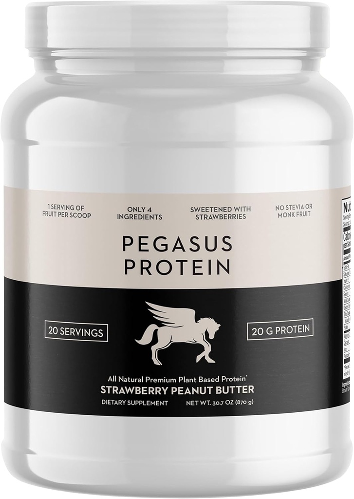 Endast 4 ingredienser - No Stevia, No Monk Fruit, No Artificial Sweeteners - Strawberry Peanut Butter Protein Powder, All Natural, Sweetened med Berries (20g Protein, 20 portioner)