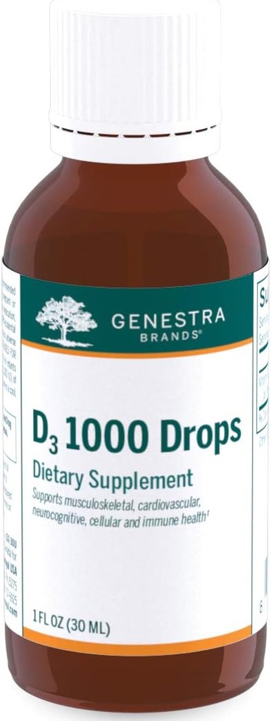 Genestra Brands D3 1000 droppar | Liquid Vitamin D Supplement | 1 fl. oz.