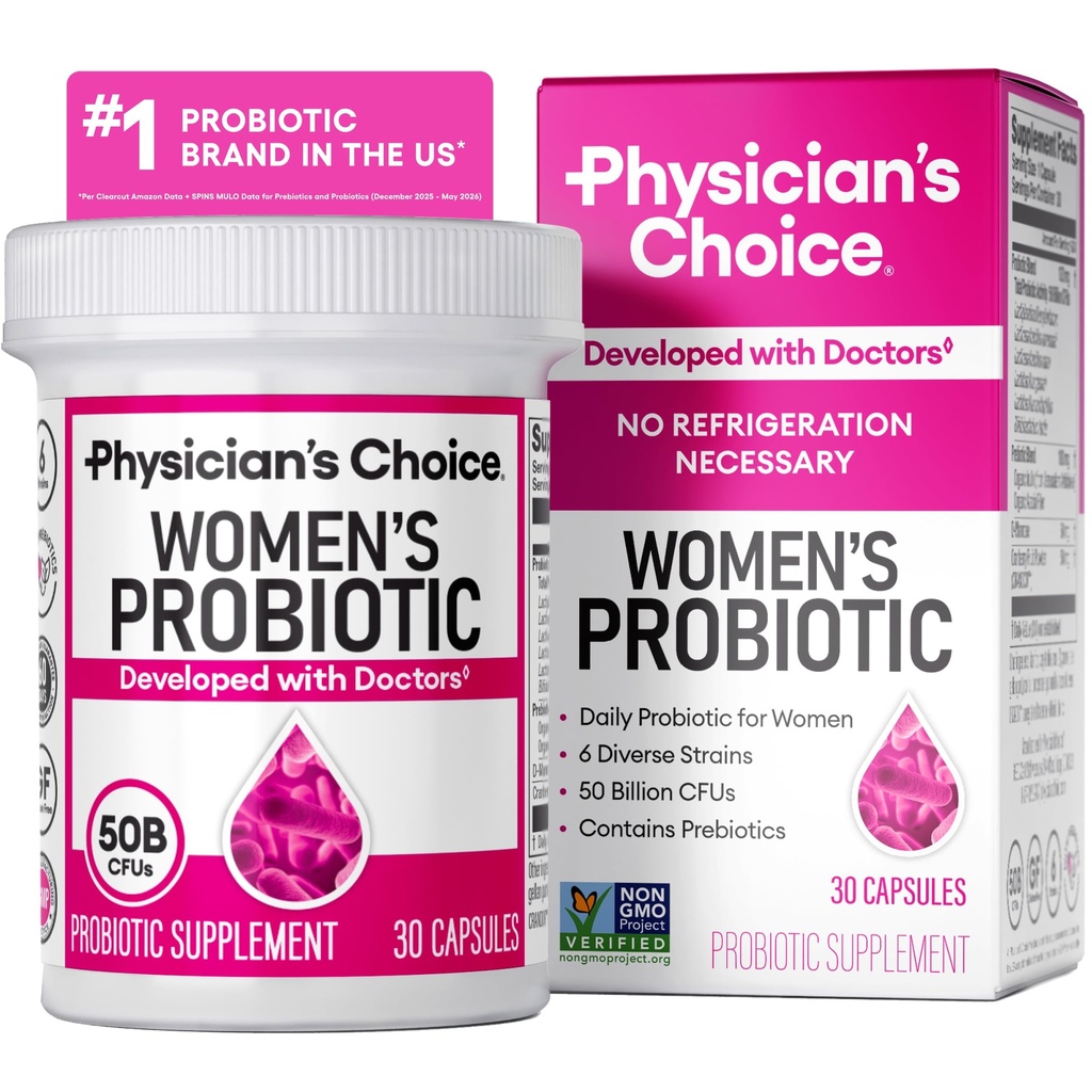 Läkarens CHOICE Probiotics for Women - PH Balance, Digestive, UT, & Feminine Health - 50 miljarder CFU - 6 unika stammar för henne - Organisk prebiotika, Cranberry Extract + - Kvinnor Probiotic - 30 CT