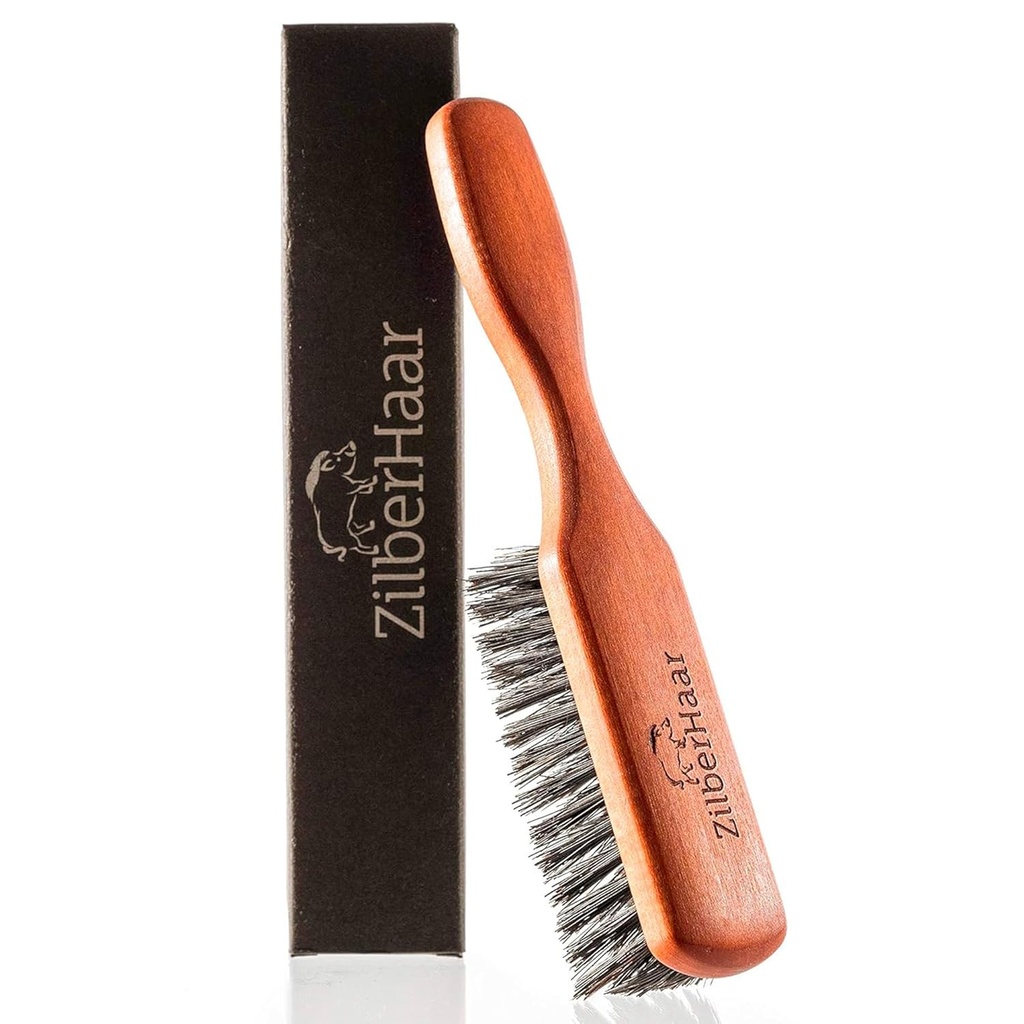 ZilberHaar Regular Beard Brush - Soft Boar Bristles - Beard grooming borste för män - Straightens och främjar skäggtillväxt - Arbetar med skäggoljor och balkar - Väsentligt för skäggvårdssatser