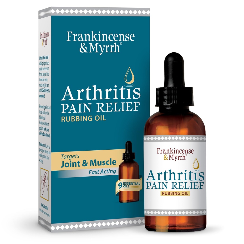 Frankincense och Myrrh Arthritis Pain Relief Rubbing Oil - Arthritis Pain Reliever med Frankincense Essential Oil för Sciatica, Lägre Tillbaka, hals, händer, knän, gemensamma och axlar, 2 fl.oz. - 1 Pack