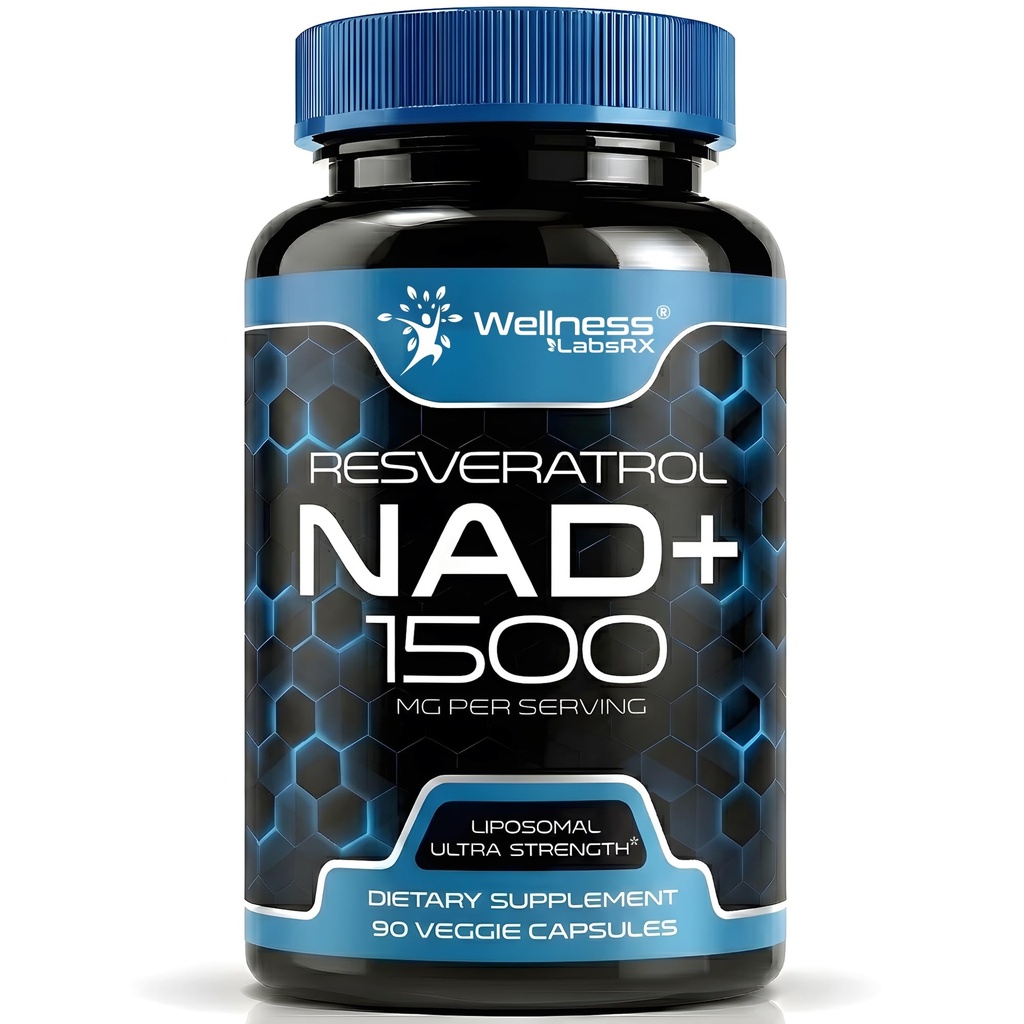 WELLNESS LABSRX NAD Supplement, 1500mg - USA Made Liposomal NAD+ Tillägg med Resveratrol, NAD Plus Boosting - Support Cellular Health, Stamina & Healthy Aging - Ultra Strength Capsules