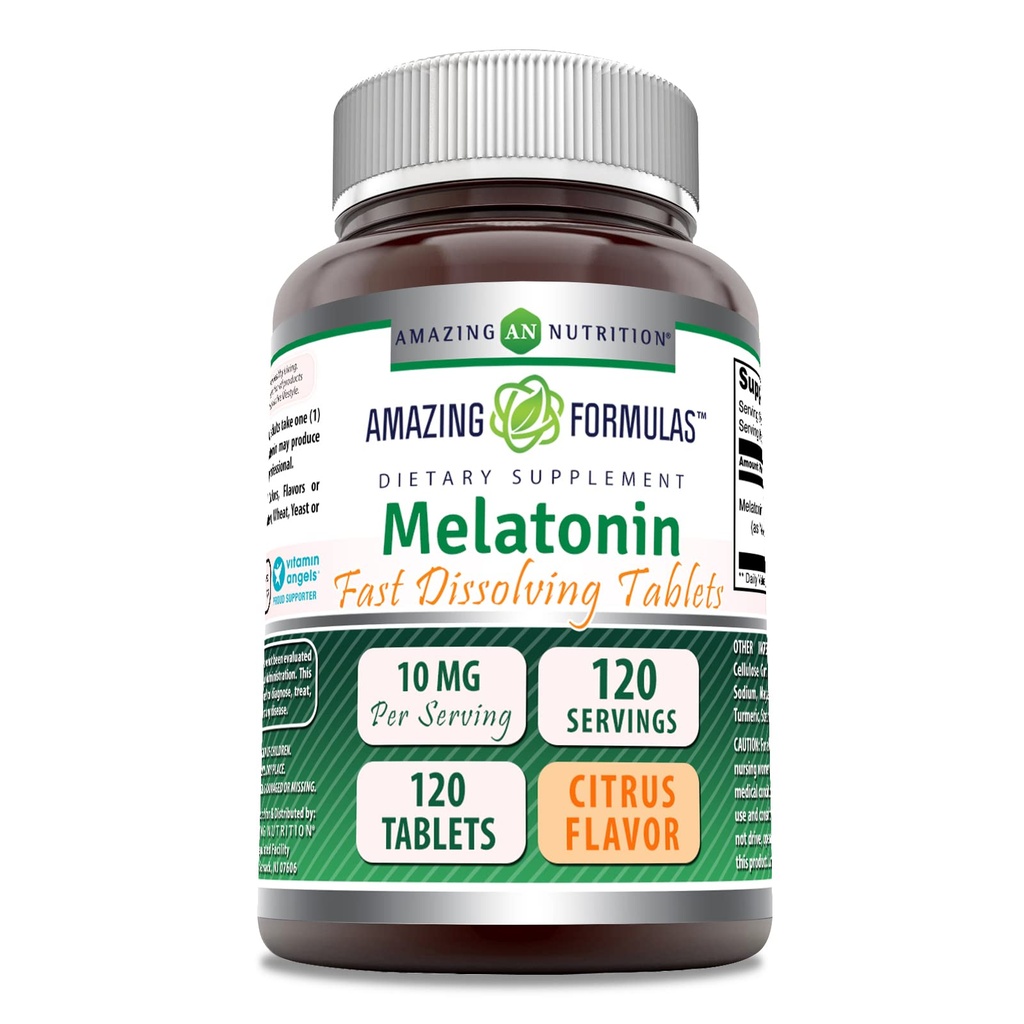 Fantastiska formler Melatonin 10 Mg | Fast Dissolving Tablets Supplement | Citrus Flavor | Non-GMO | Gluten-Free | Made in USA (1 Pack | 120 Count)
