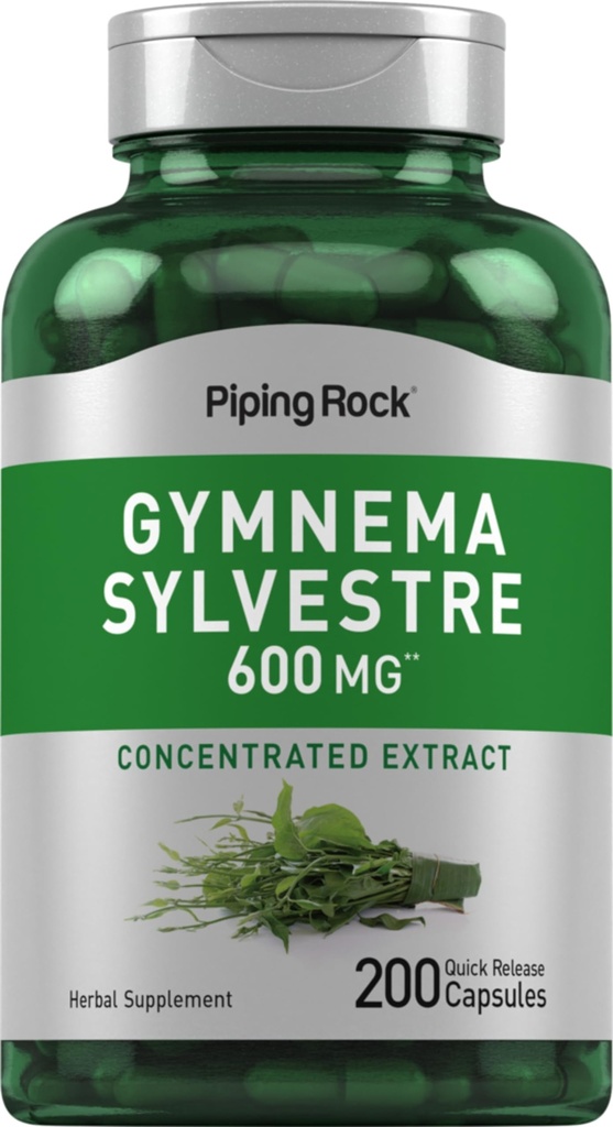 Piping Rock Gymnema Sylvestre Supplements 600 mg | 200 kapslar | Koncentrerad växtbaserade extrakt | Non-GMO och Gluten Free