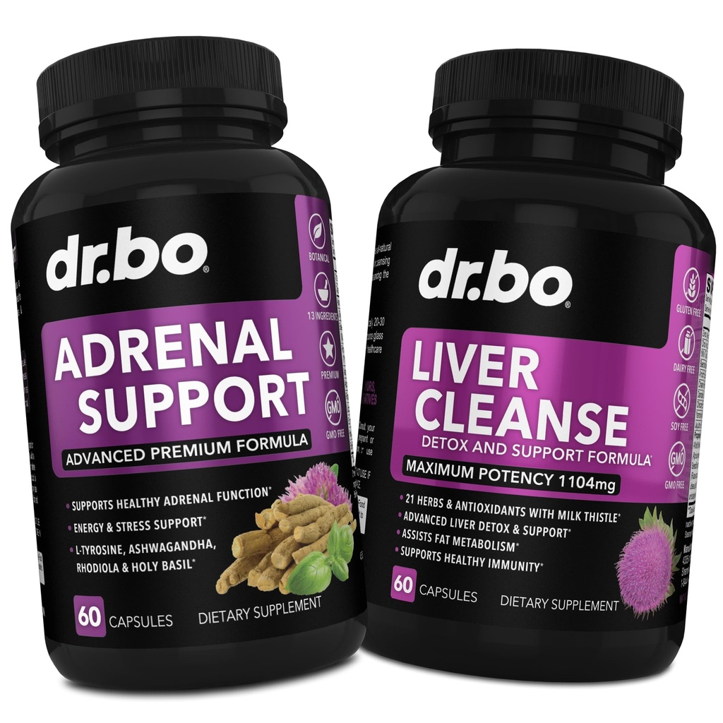 Adrenal Support Cortisol & Liver Cleanse Detox Supplement - Adrenal Fatigue Supplements for Cortisol Health - Liver Gallbladder Care Formula Capsules & Natural Milk Thistle Dandelion Supplements