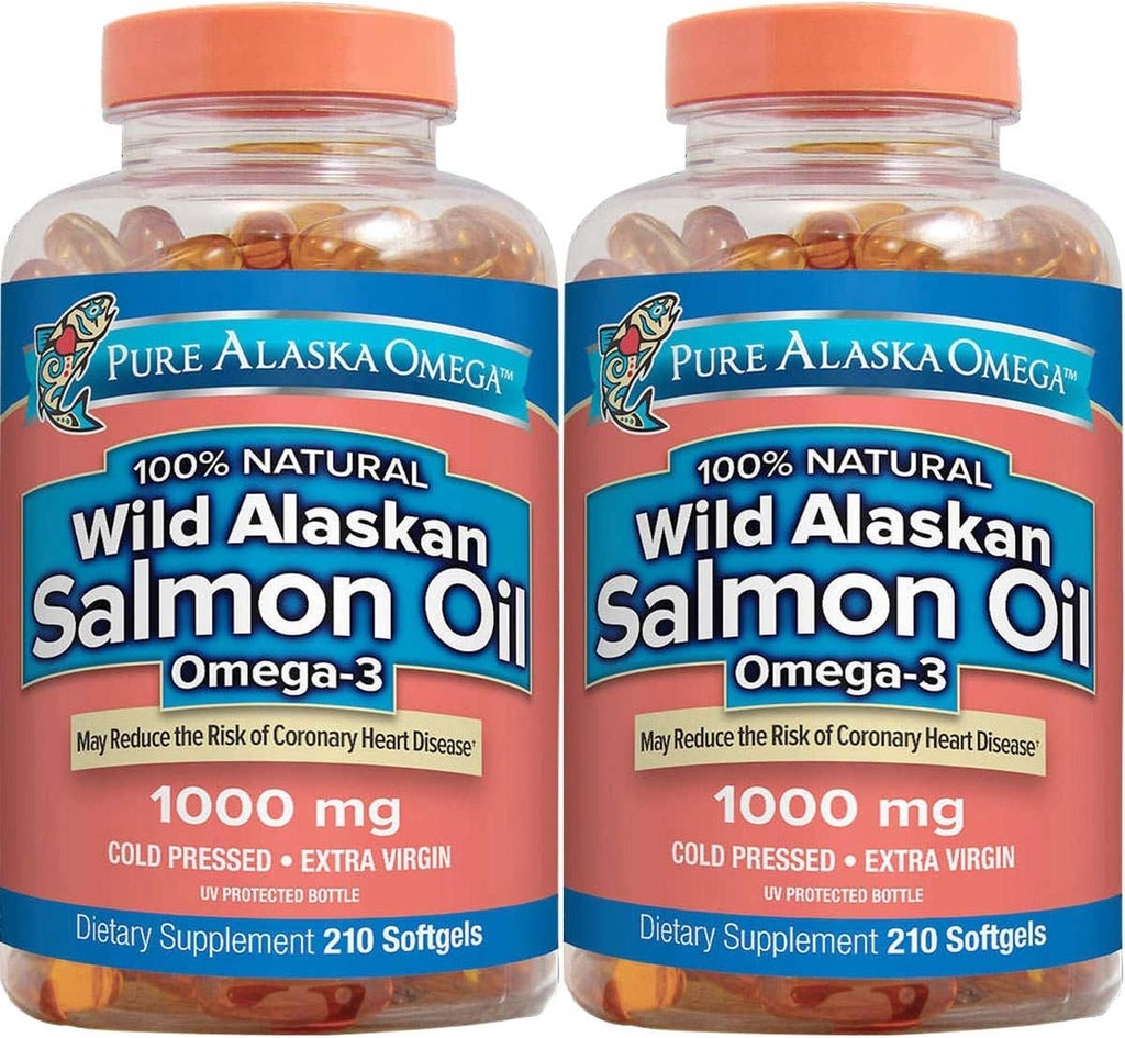 Rena Alaska Omega-3 Wild Alaskan Salmon Oil 1000mg Softgels 2 Packs (210-räkna vardera)