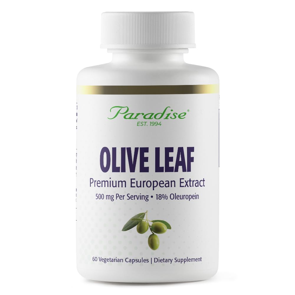 Paradise Herbs Olive Leaf Extract från spanska andalusiska olivträd, Super Potent, Ultra Pure, Non-GMO, Vegan, Gluten Free, 60 Vegetariska kapslar