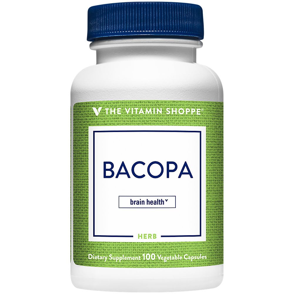 Vitamin Shoppe Bacopa 500MG (Bacopa Monnieri), kliniskt studerad ingrediens, Herbal Brain Support Supplement, en gång dagligen (100 kapslar)