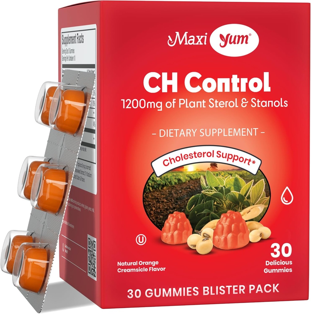 Maxi Health - Cholesterol Gummies with 1200mg of Plant Sterols & Stanols - Kosher Gluten Free Healthy Cholesterol Supplements 60 ct