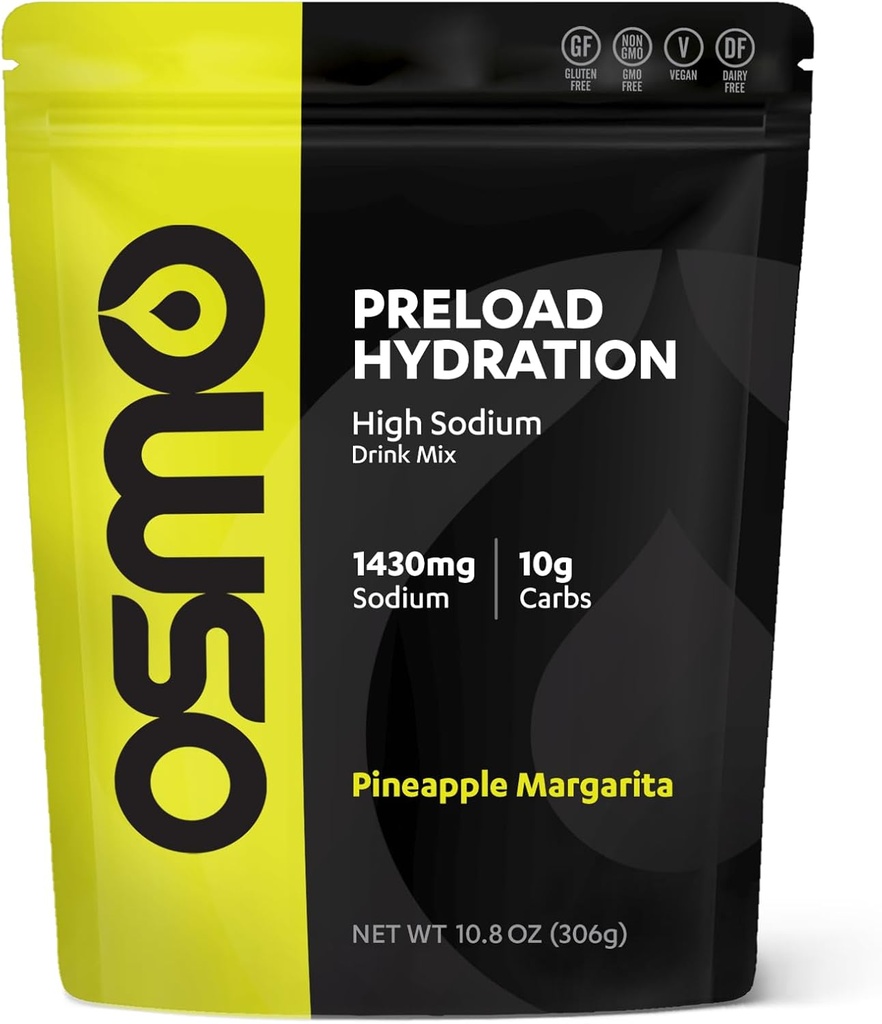 Osmo Preload Hydration Pre Workout Powder Pouch - Inkluderar High Sodium Bicarbonate, Magnesium, Kalium, Kolhydrater & Vitaminer, Cane Sugar, Beat Cramps & Dehydration - Pineapple Margarita (påse)