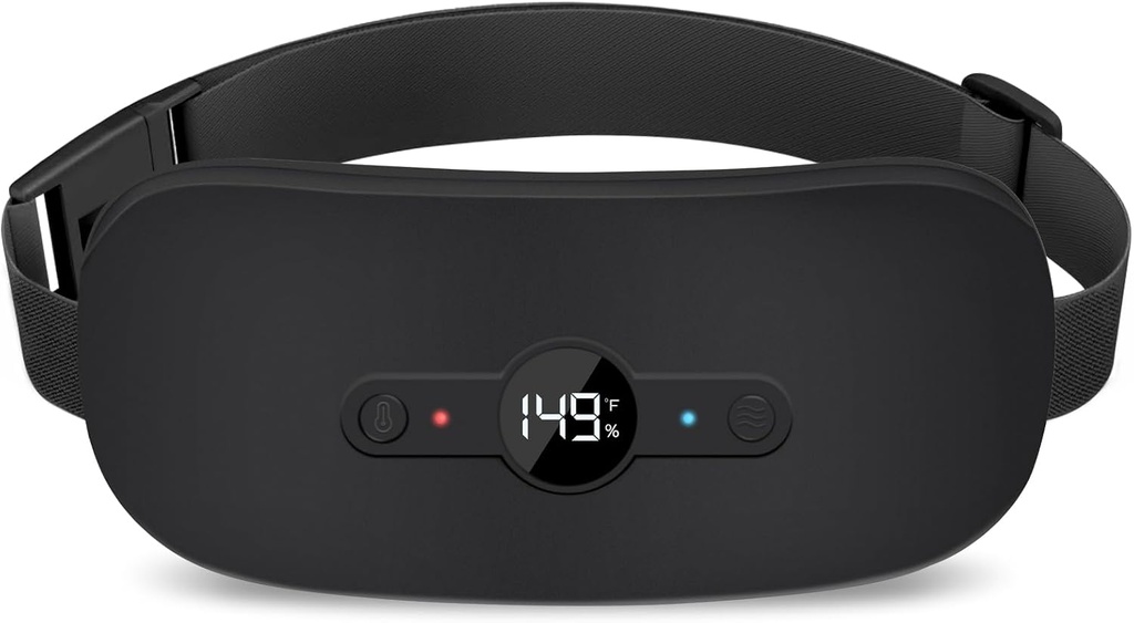 NOWWISH Värme Pad för period kramper Smärta Relief, Portable Electric Cordless Menstrual Värme Pad laddningsbar med 6 Värmenivåer och 6 Massage Modes, julklappar för kvinnor Teen Girls, Black