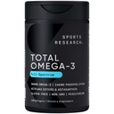 Sports Research Total Omega-3 Fish Oil 2200mg - Tillverkad av Antarctic Krill w/Astaxanthin, Wild Sockeye Salmon & Alaska Pollock - 960mg EPA & DHA - 120 Softgels