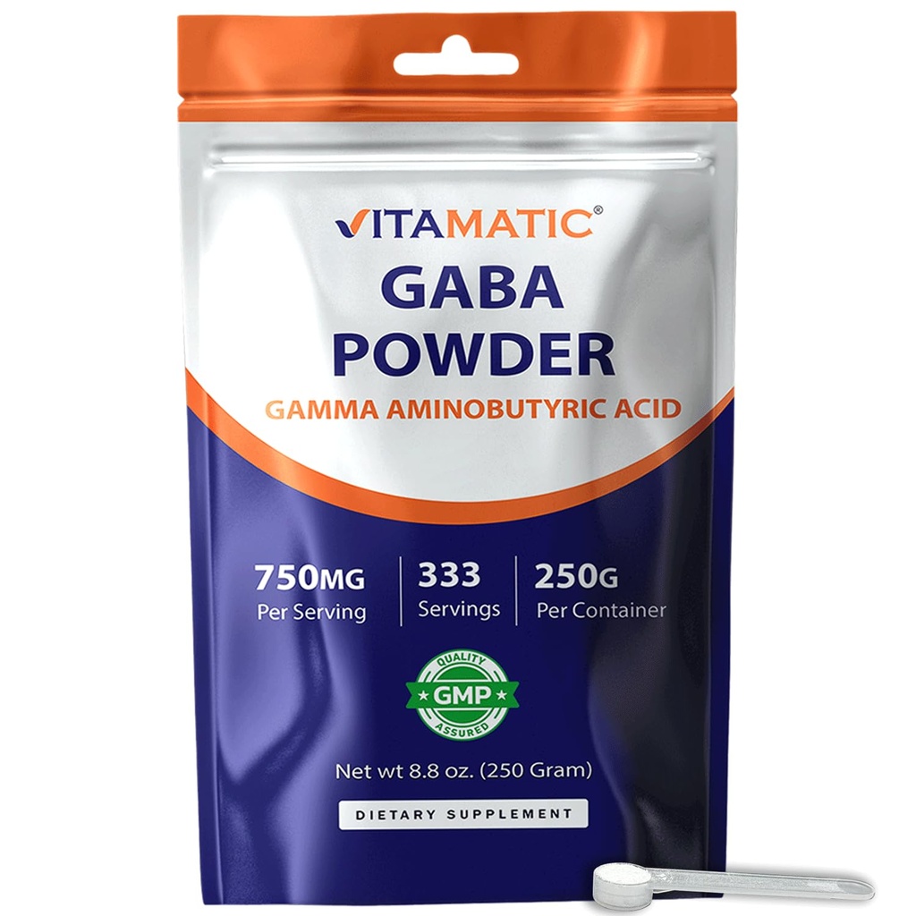 Vitamatic Gamma Aminobutyric Acid Powder 750 mg per servering - 250 gram - Kallas också GABA - 333 portioner