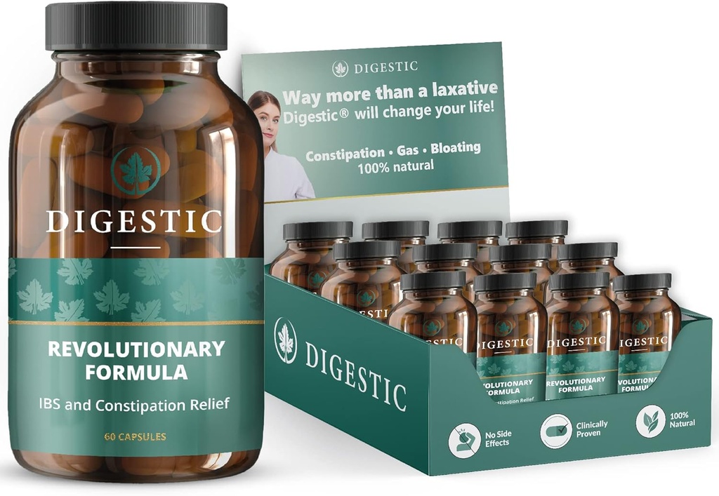 Digestic - Laxativ för förstoppningshjälp - Stool Softener för IBS Severe Constipation 100% naturlig - 720 kapslar - Colon Detox Cleanse, för uppblåsthet och gasavlastning - Professional Reseller Pack