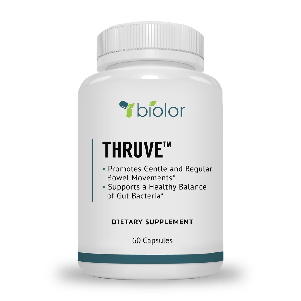 Thruve Long-Term Constipation Relief Supplement - Probiotika, prebiotika, naturliga laxermedel och fiber allt i lätt att svälja kapslar - Bästa växtbaserade laxerande komplement för förstoppning - 60 piller