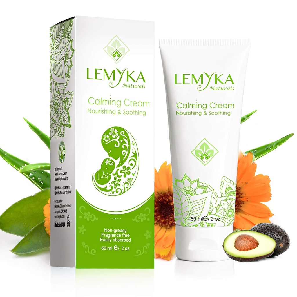 Natural Eczema Cream, Itch Relief för Atopisk dermatit, Soothing & Intensively Moisturizing, Dry knäckt Skin Balm, Anti Itch Ointment, 10X Organisk aloe vera, ceramides, LEMYKA, 2OZ