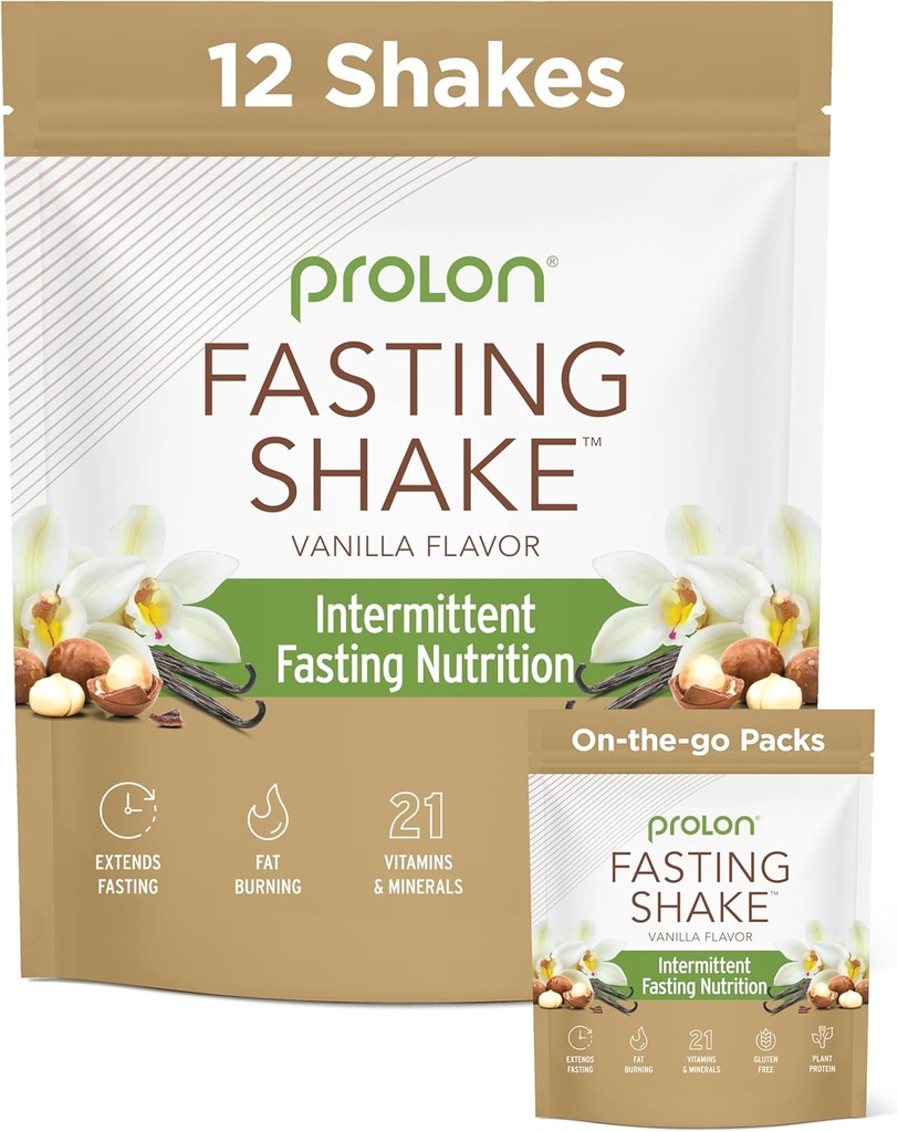 Prolon Intermittent Fasting Drink Mix | Shake for Intermittent Fasting | Vitaminer, Fiber, Plant Based Protein, Superfoods | Keto, Vegan, Gluten Free, Dairy Free | Vanilla, (12 ct)