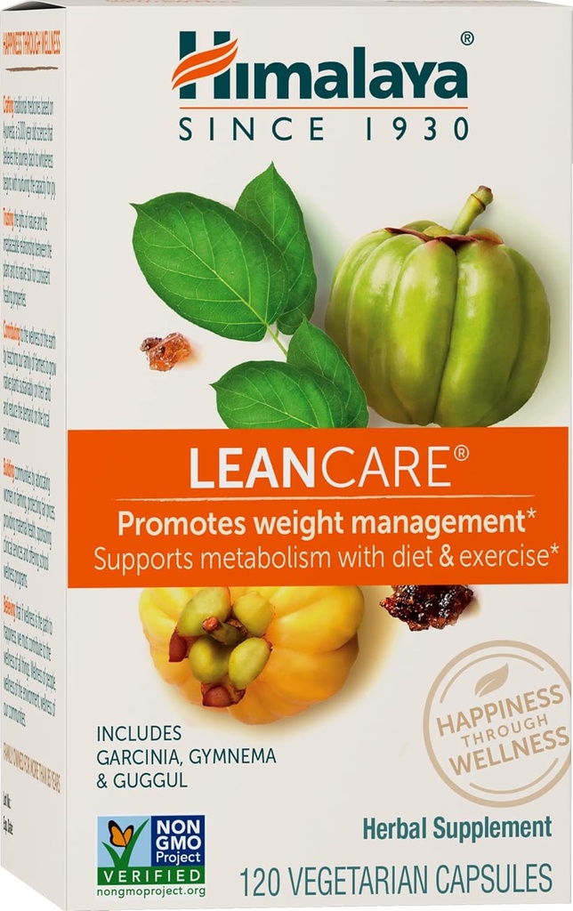 Himalaya LeanCare - Herbal Supplement for Weight and Metabolism Support with Garcinia Cambogia, Gymnema Sylvestre, and Guggul - Vegan, Non-GMO, Gluten Free, 600 mg, 120 Capsules