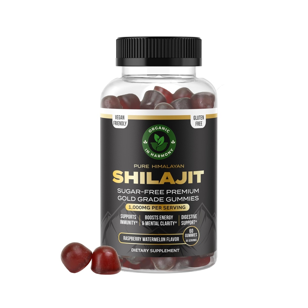 30 000 MG Pure Organic Shilajit Gummies for Men & Women, Sugar-Free Shilajit Supplement, 85+ Trace Minerals & Fulvic Acid - Förbättra Congitive & Mood, Immunity and Energy, 60 Gummies.