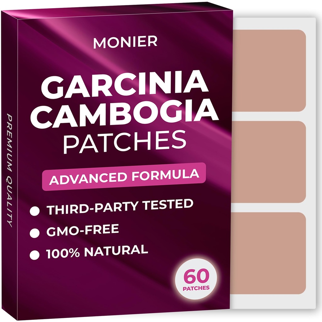 MONIER Garcinia Cambogia Patches (Pack of 60) - 100% naturlig patch för kvinnor och män - med B12 & kalium - Energi, fokus och kroppsstöd - Förbättrad formel