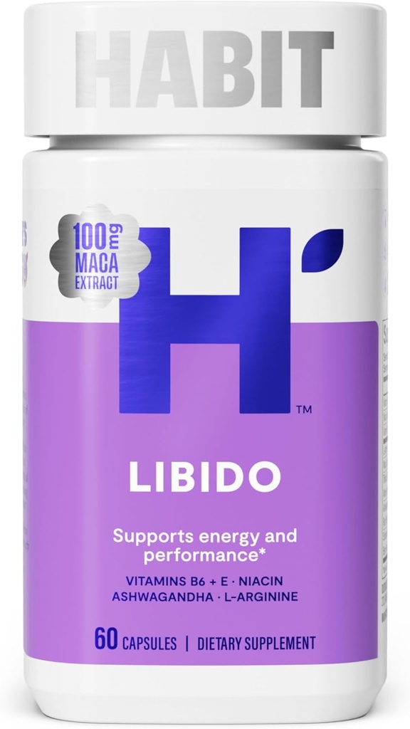 Habit Libido Supplement (60 kapslar) - New Look, Natural Aphrodisiac Blend med Maca, Ashwagandha L-Arginine, stöder energi och prestanda, Vegan, Non-GMO (1 Pack)