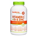 NutriBiotic - Vitamin C + Vitamin D3 & Zink, 250 kapslar | Potent, omfattande immunstöd | Essential & Antioxidant Daily Supplement | Gluten & GMO Free