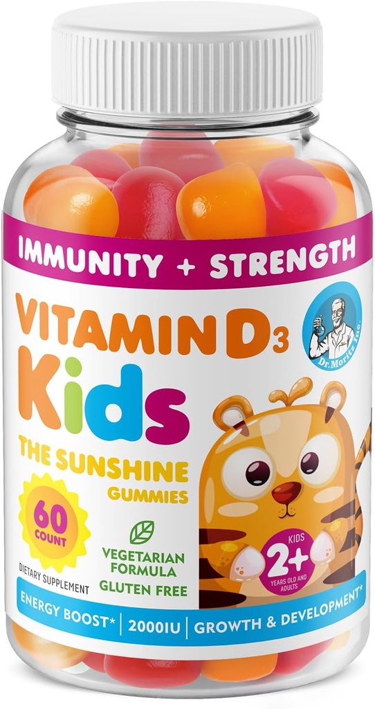 Vitamin D3 Gummies för barn och vuxna 2000 IE - High-Absorption Vitamin D Kids Gummies Supplements - Vegetarian, Immune Support D3 för vuxna och barn (60 greve)
