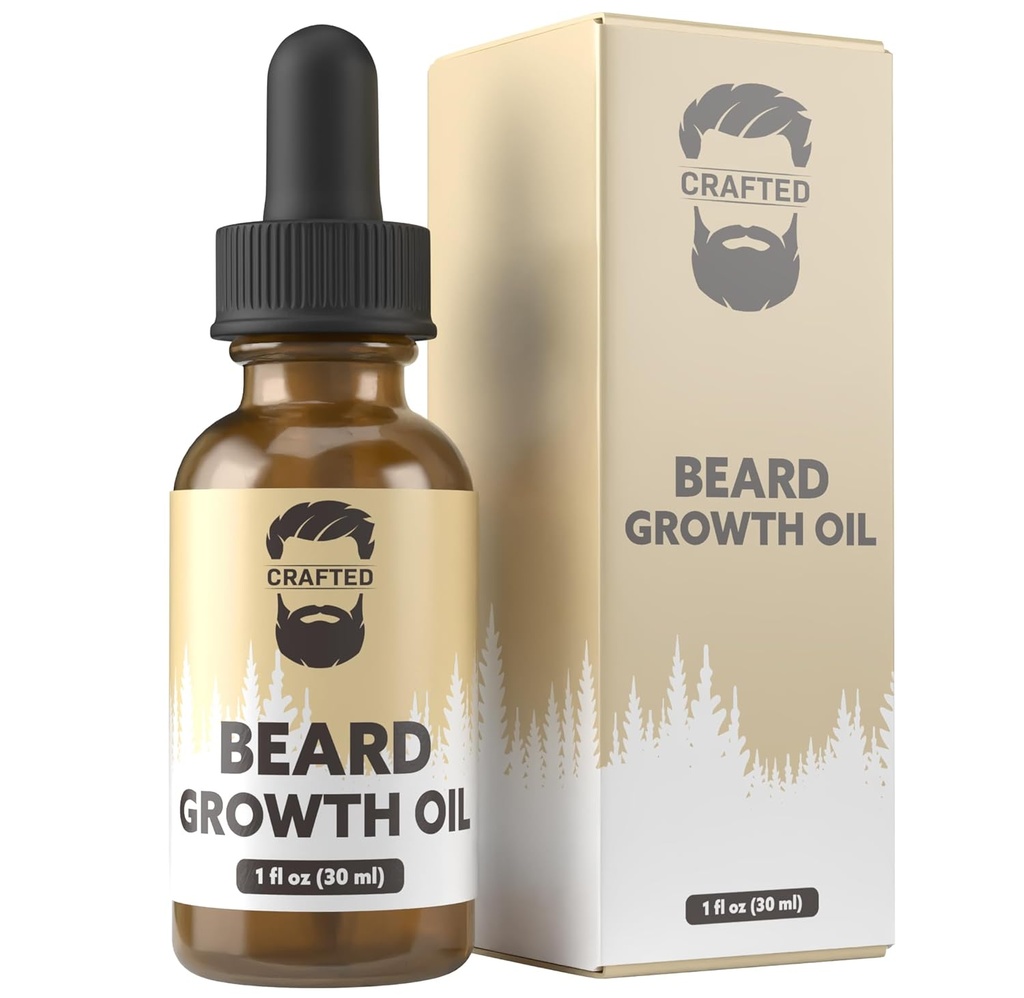 Crafted Beards Beard Growth Oil Serum - 1 fl Oz - Unscented - hjälper till att odla ett tjockare skägg, förbättrar skägghälsa, fyller i tunna och lappiga fläckar - (1 Pack)