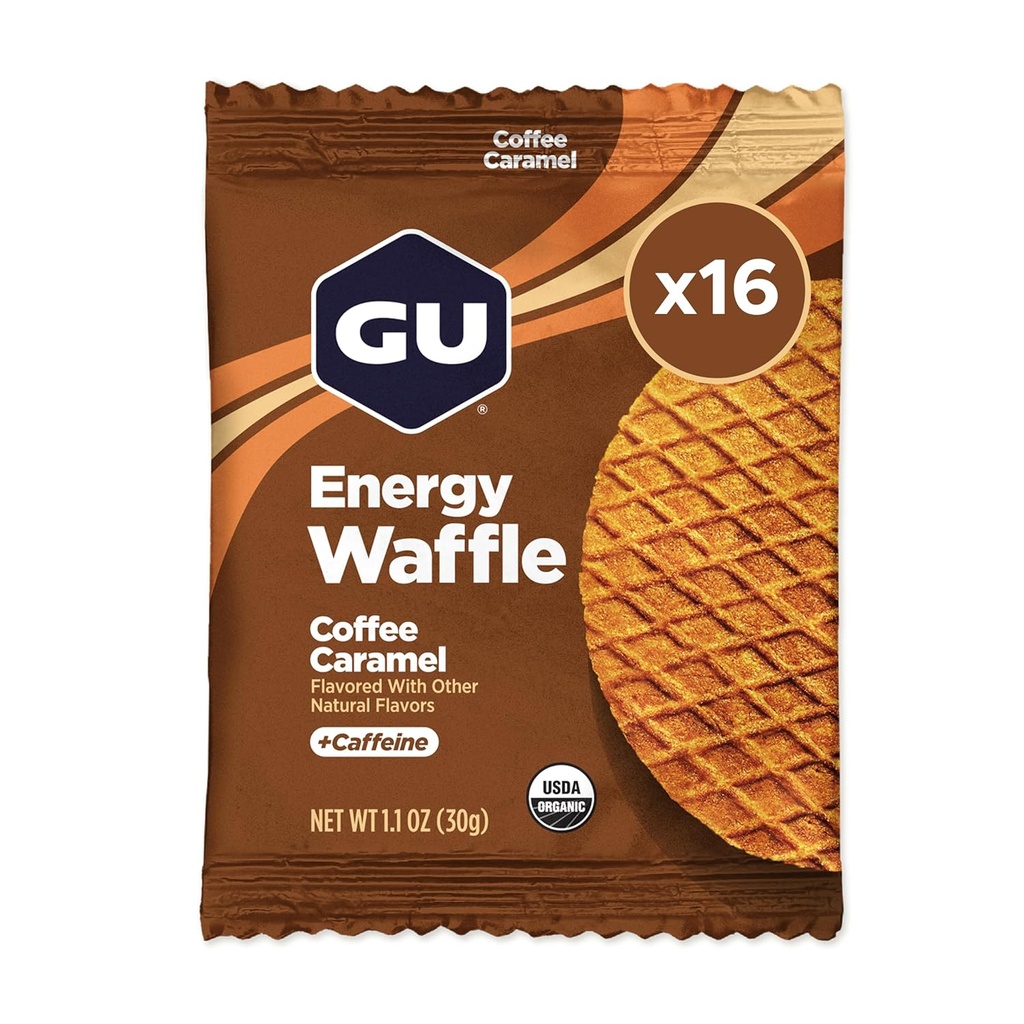 GU Energy Stroopwafel Caramel Coffee Sports Nutrition Waffle, Caffeine Included, and Kosher Dairy, On-The-Go Energy for Any Workout, 16 Count