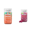 OLLY Ultra Strength Brain Softgels, Nootropic, stöder hälsosam hjärnfunktion, minne, fokus och Ultra Women's Multi Softgels, Overall Health och Immune Support, Omega-3s, Järn, vitamin A, D