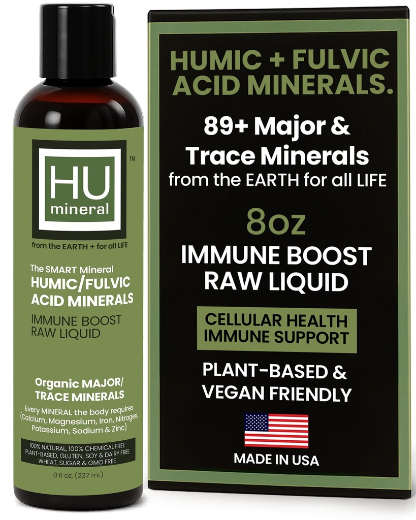 Raw Liquid Mineral – Organic Humic Acid & Fulvic Acid – Major & Trace Minerals & Electrolytes Supplement – Plant-Based for Immune, Gut & Detox Support (8 oz)