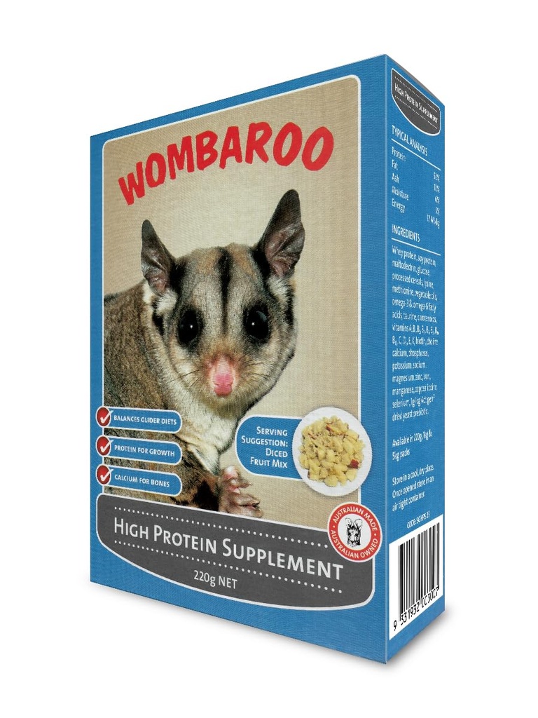 Wombaroo High Protein Supplement for Sugar Gliders and Flying Squirrels, Instant HPW - 7.7 Ounces (220 Grams)