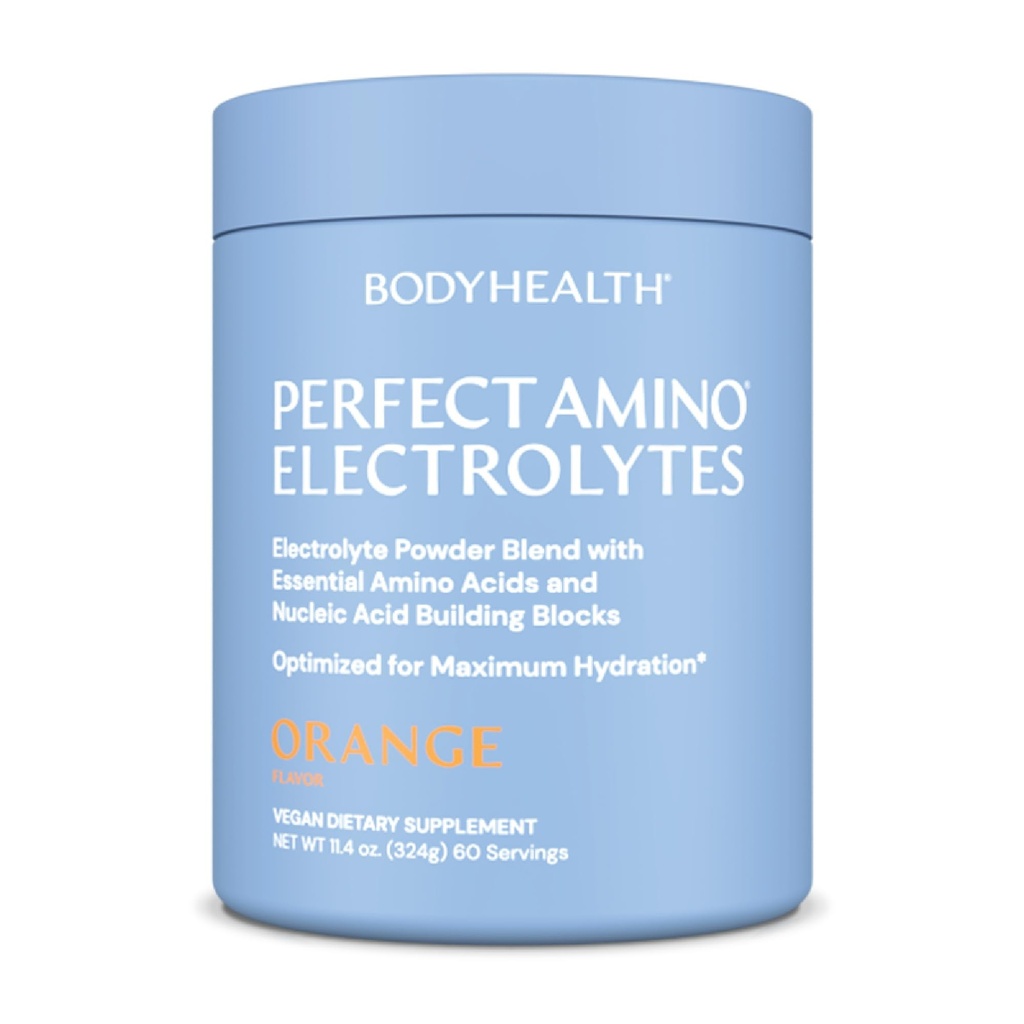 BodyHealth PerfectAmino Electrolytes Powder No Sugar, Keto Sugar Free Fasting Electrolytes Drink Mix, Hydration Powder med spårmineraler - Orange - 60 portioner