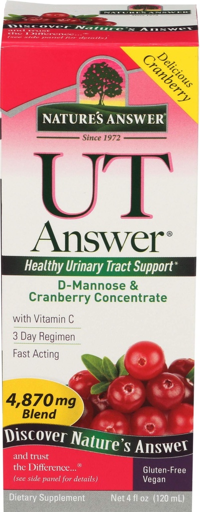 Natures svar UT Answer D Mannose Cranberry, 90 Capsule Count 2 pack | Främjar urinvägsstöd | Hälsosam blåsfunktion | Naturdetoxifier