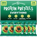 Crisp Power Protein Pretzels, Everything, High Protein Vegan Keto Snack, 28 G Plant Based Protein, Low Carb Crunchy Pretzel Snacks, Sugar Free, No Seed Oils, 1,75 oz Bags, 24 Pack