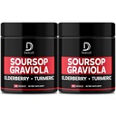 Graviola Soursop Leaves Capsules - 2 Packs 50 kapslar för 100-dagars leverans - 11in1 Extrakt med Elderberry, gurkmeja, ingefära, mjölk Thistle, Cranberry & More - Support humör, Immune & Body Health